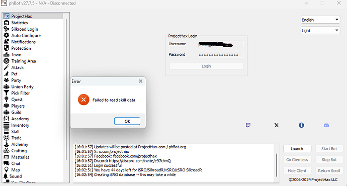 PhBot testing - windows 11 database corrupted error - Testing - ProjectHax