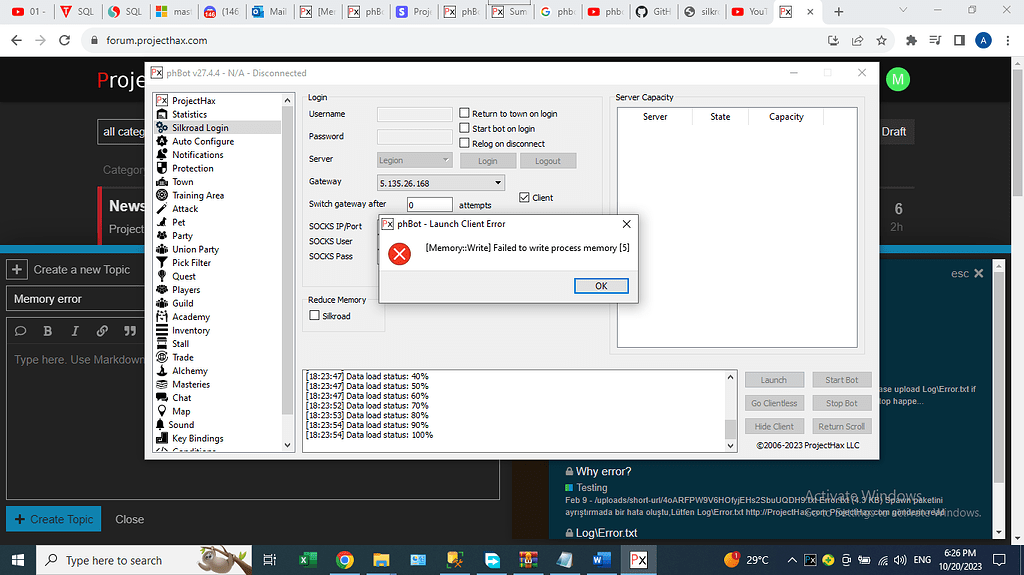 Memory error lanucher - Testing - ProjectHax