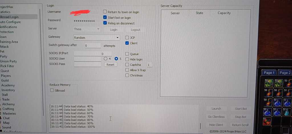 Problem while reloging - phBot - ProjectHax