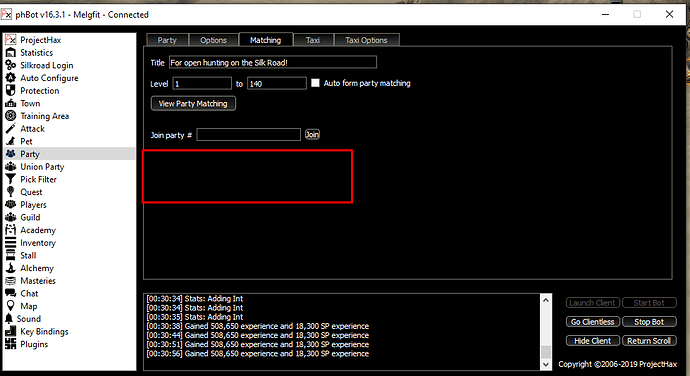 I have several errors with the pH bot - phBot - ProjectHax