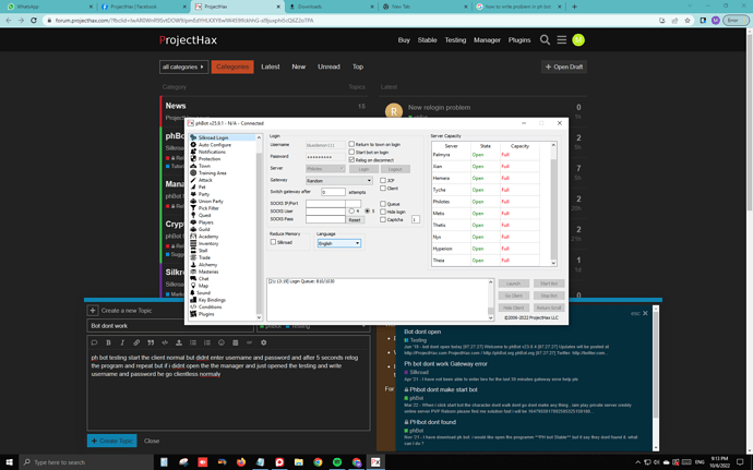 Bot dont work - Testing - ProjectHax