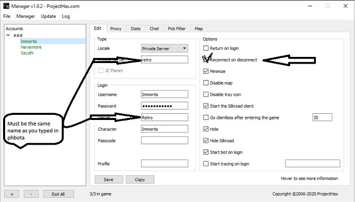 Manager is closing pHbot client - Testing - ProjectHax