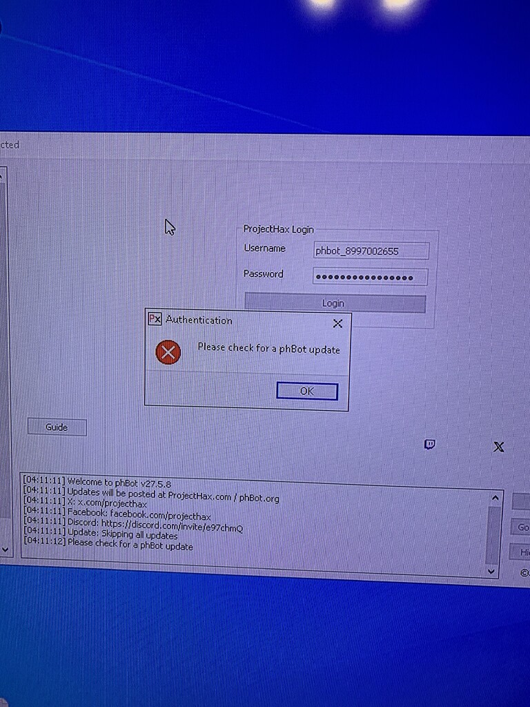 Hello i have a problem from last update - Testing - ProjectHax