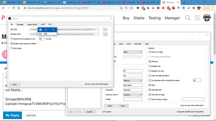 Manager and phbot not login - Manager - ProjectHax